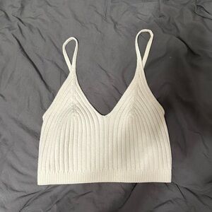 Free People Knitted White Cropped Tank Top